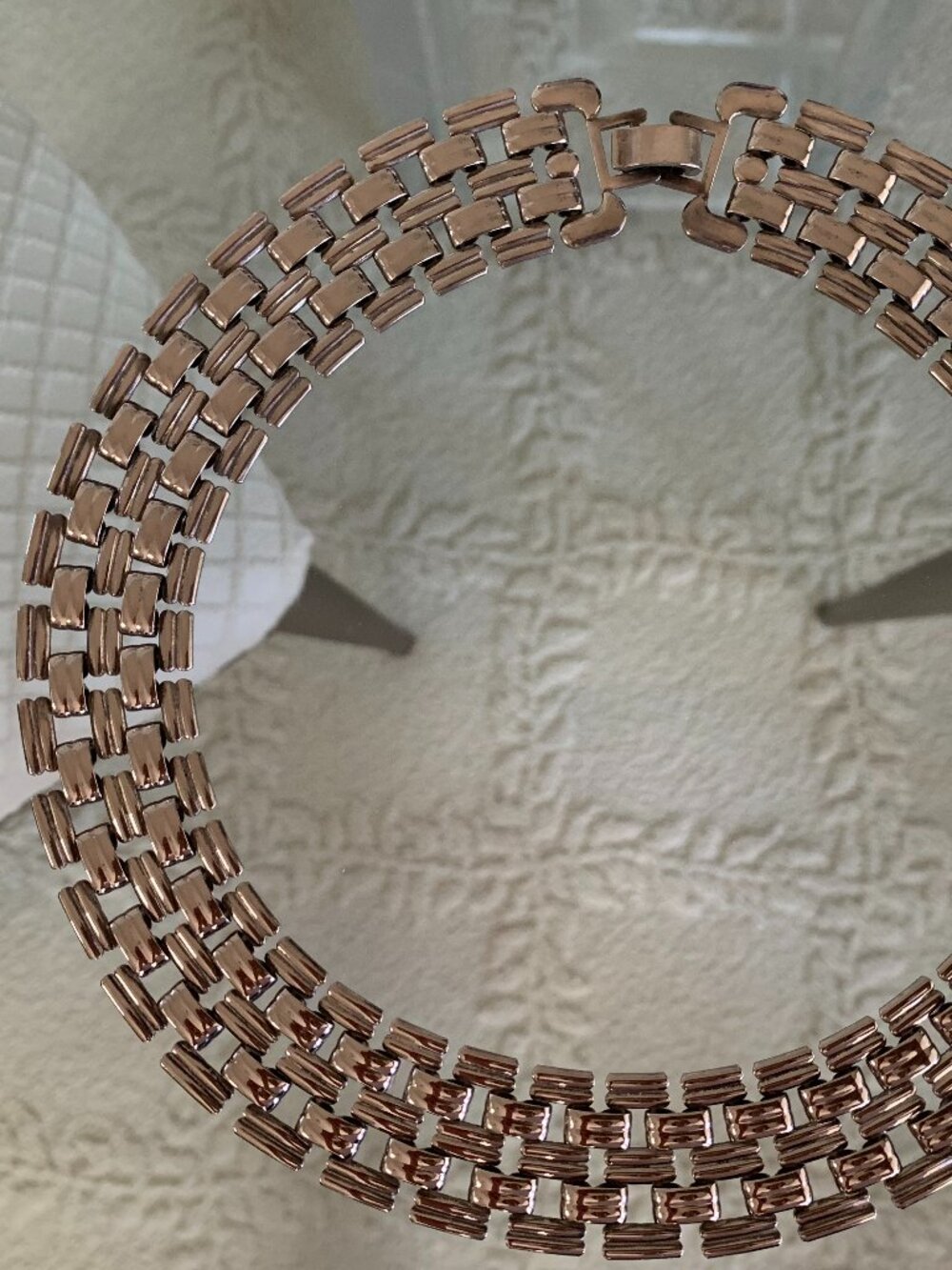 A stunning vintage silver link necklace.  18" long and 1" wide.